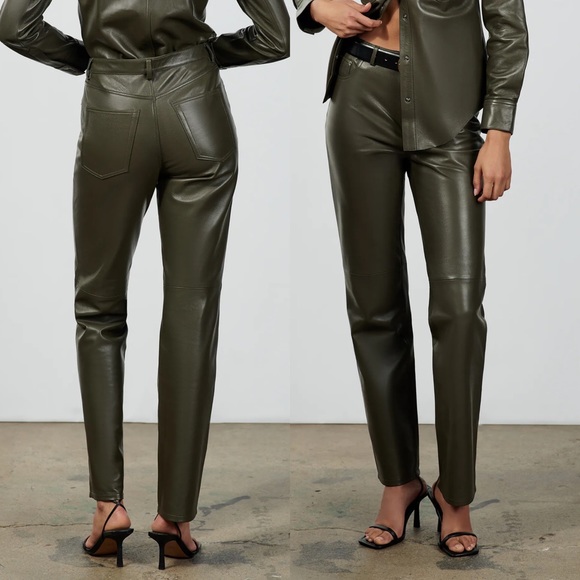 Zara limited edition leather straight leg pants melina - Picture 4 of 16